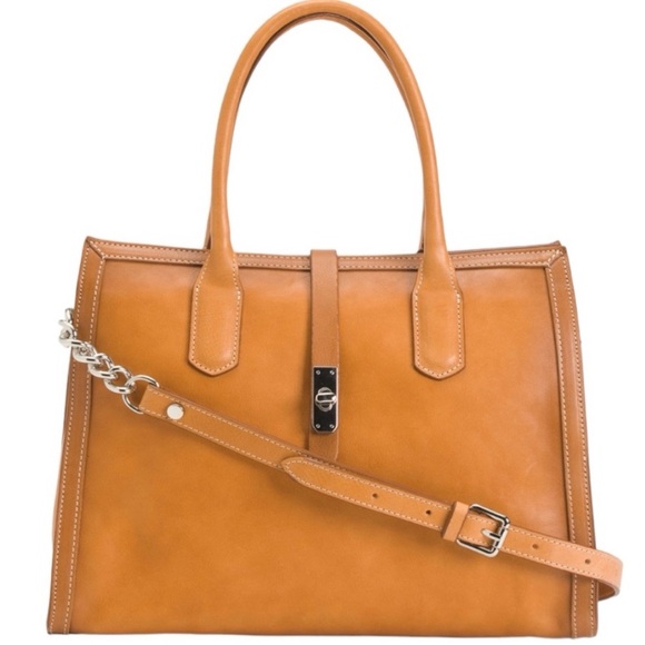CAVALCANTI Natural  Made In Italy Leather Burnished Satchel - Picture 1 of 6